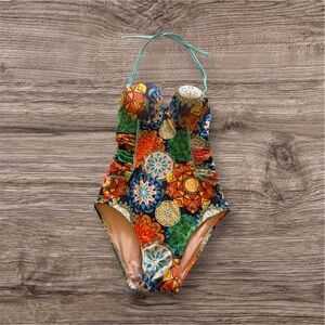 Splash Bathing Suit Vintage Colorful  Talla SML vibrant colors
